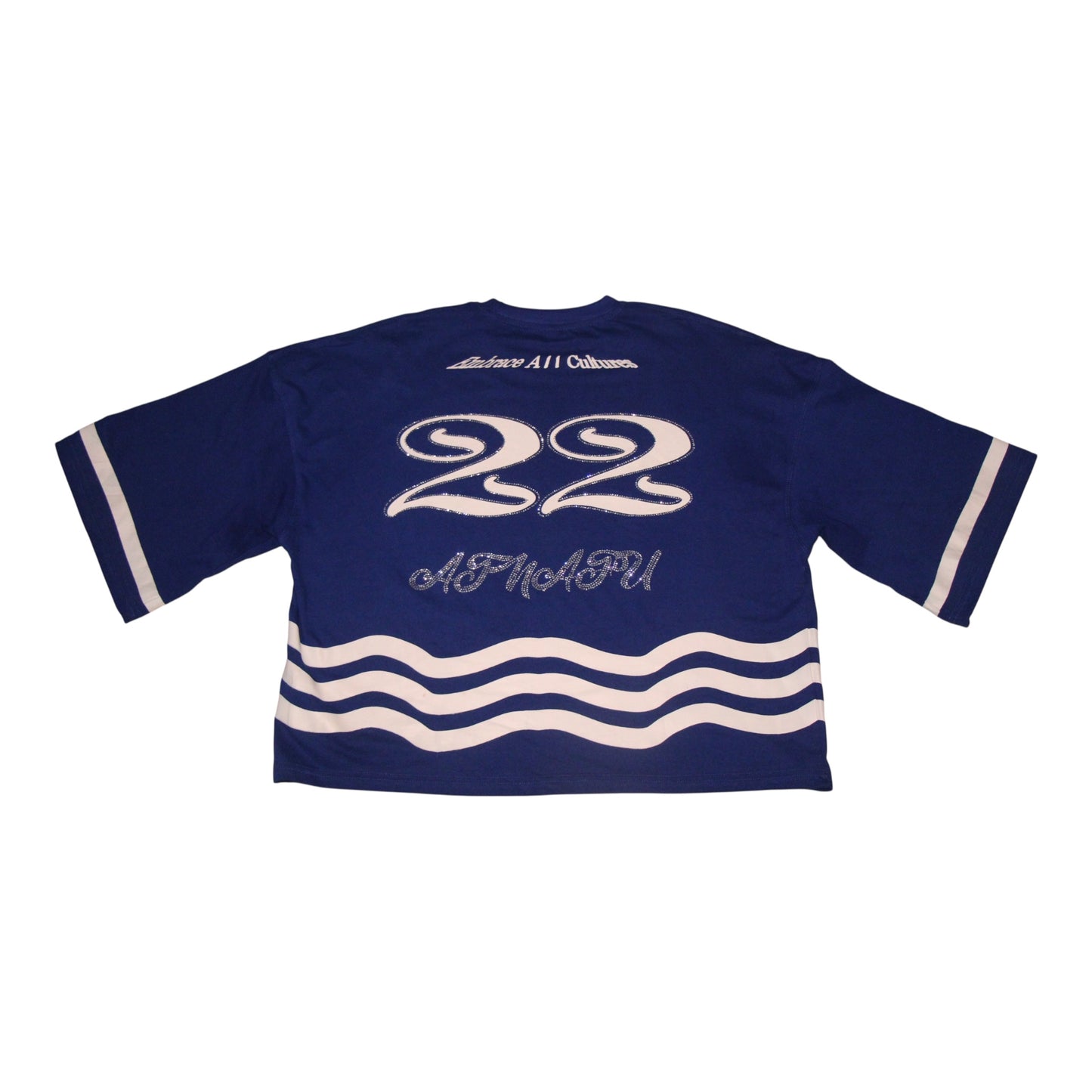 ATNAFU "22" CROPPED TEE- BLUE