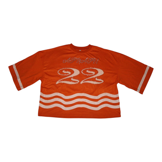 ATNAFU "22" CROPPED TEE- ORANGE