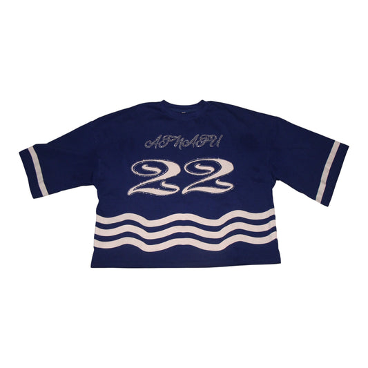 ATNAFU "22" CROPPED TEE- BLUE